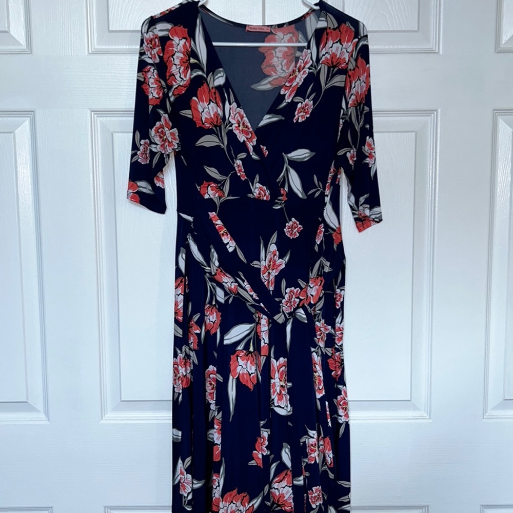 Floral Waist Tie Wrap Maternity/Nursing Dress - size XL